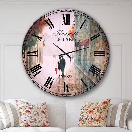 Designart Paris Romance Couples II Wall Clock